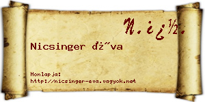 Nicsinger Éva névjegykártya
